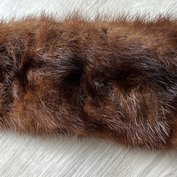 Vintage Mink Fur Scarf Collar Neck Wrap Full Pelt‎ Stole Brown 32” x 4” - Picture 2 of 12